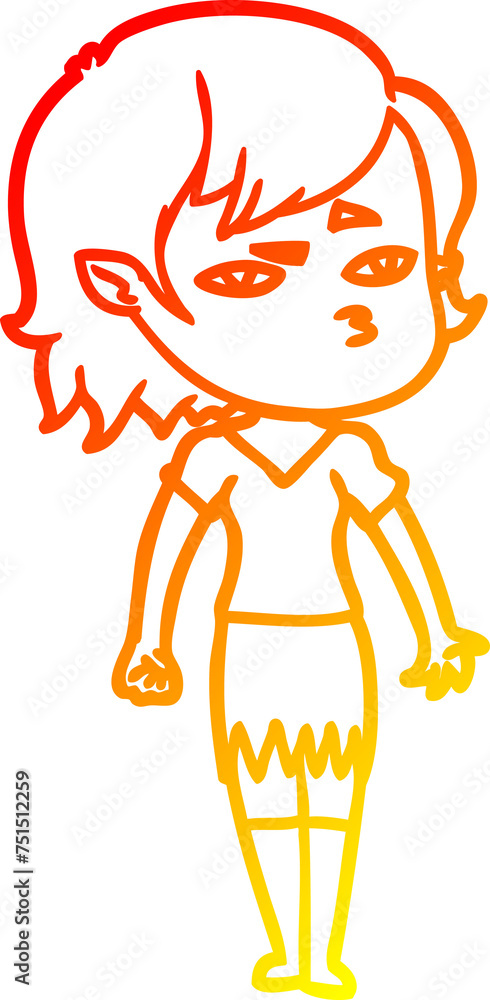 warm gradient line drawing cartoon vampire girl warm gradient line drawing cartoon vampire girl