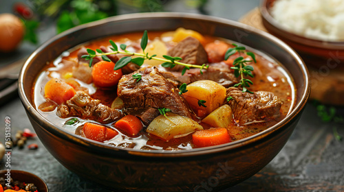 Hearty bowl of beef stew