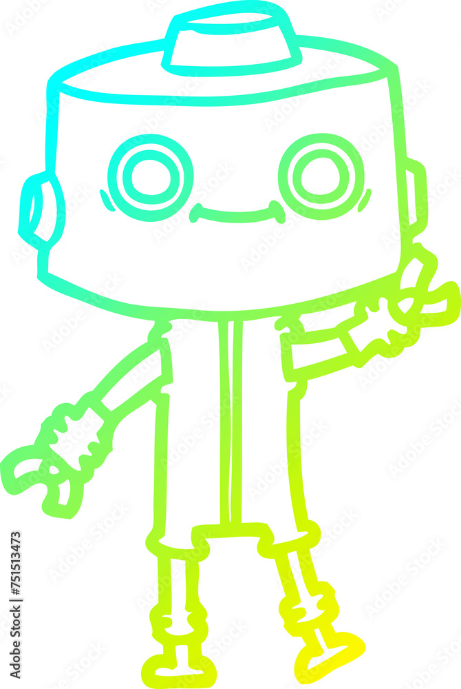 cold gradient line drawing cartoon robot cold gradient line drawing cartoon robot