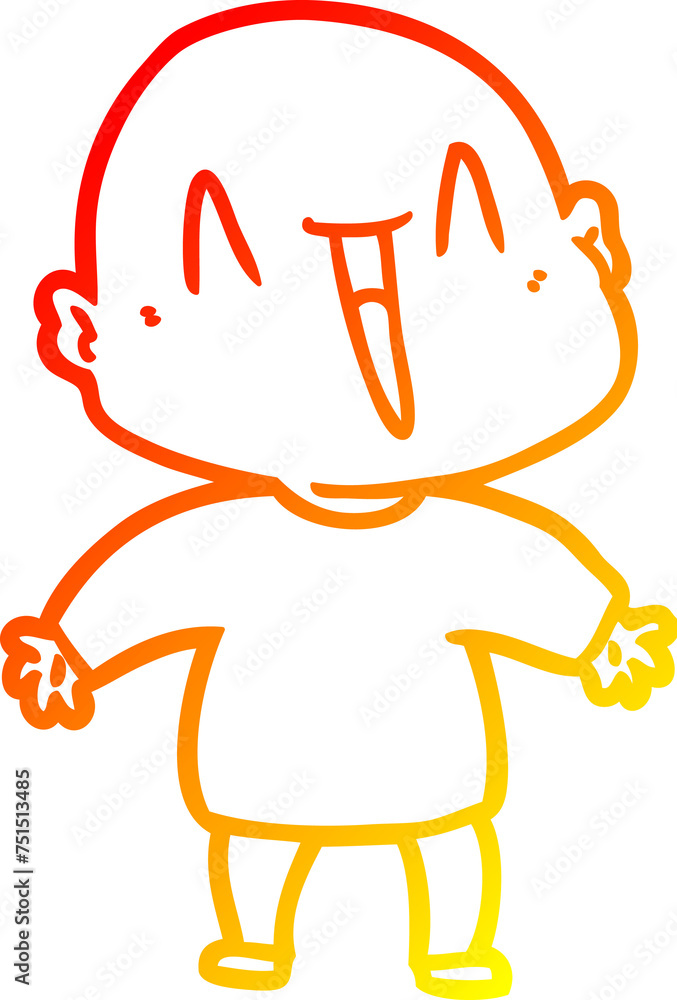 warm gradient line drawing happy cartoon bald man warm gradient line drawing happy cartoon bald man