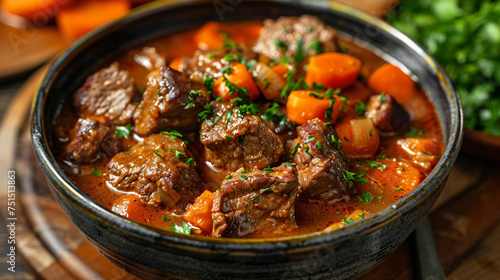 Hearty bowl of beef stew