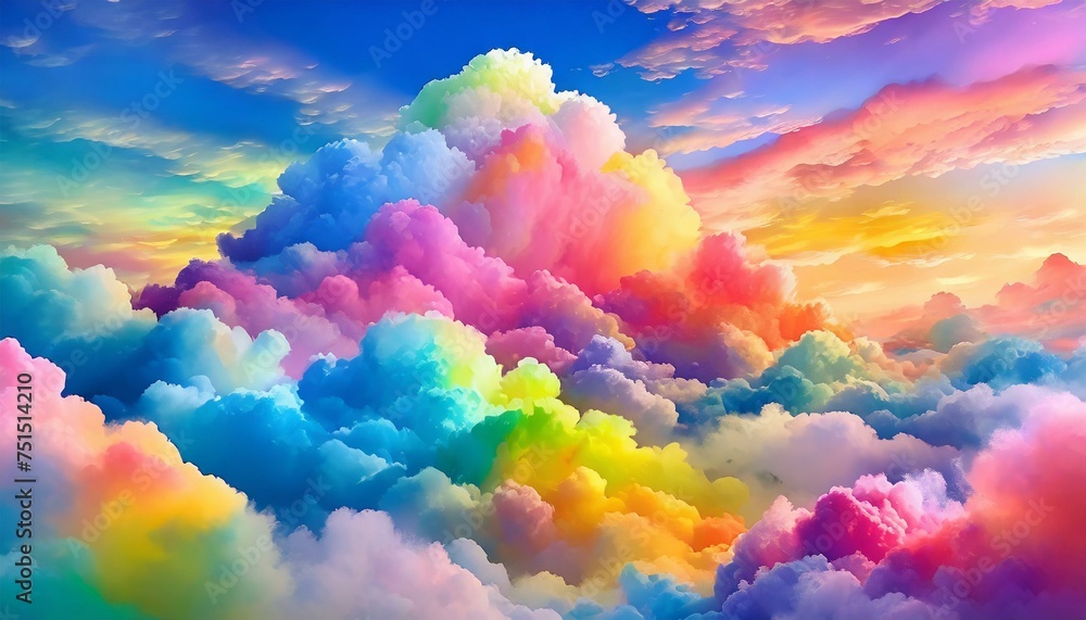 A whimsical pattern depicting fluffy clouds in pastel rainbow colors, creating a cheerful an.jpg, Firefly A whimsical pattern depicting fluffy clouds in pastel rainbow colors, creating a cheerful 