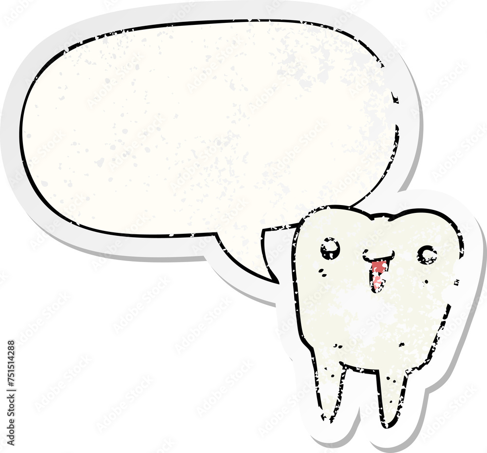 cartoon tooth and speech bubble distressed sticker cartoon tooth and speech bubble distressed sticker