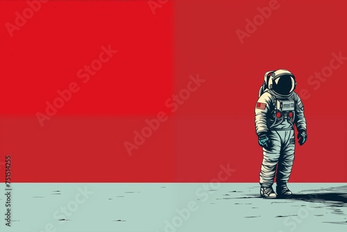 cosmomaut on red background