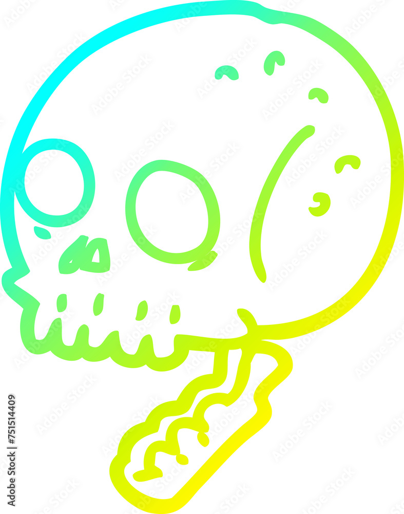 cold gradient line drawing cartoon spooky skull cold gradient line drawing cartoon spooky skull