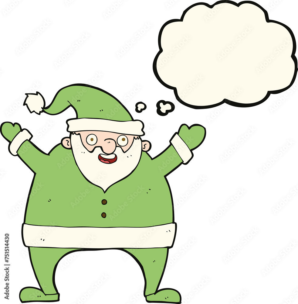 cartoon santa claus with thought bubble cartoon santa claus with thought bubble