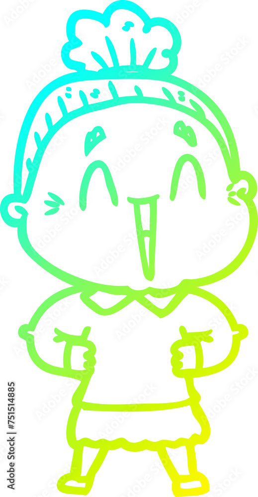 cold gradient line drawing cartoon happy old lady cold gradient line drawing cartoon happy old lady