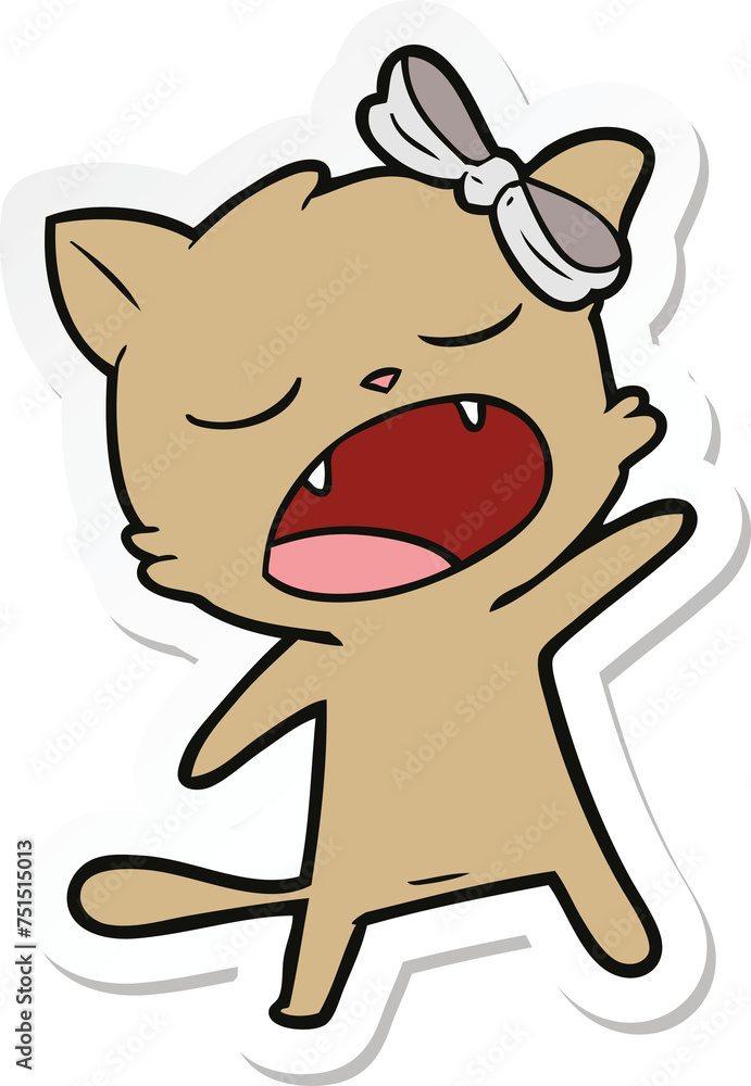 sticker of a cartoon singing cat sticker of a cartoon singing cat