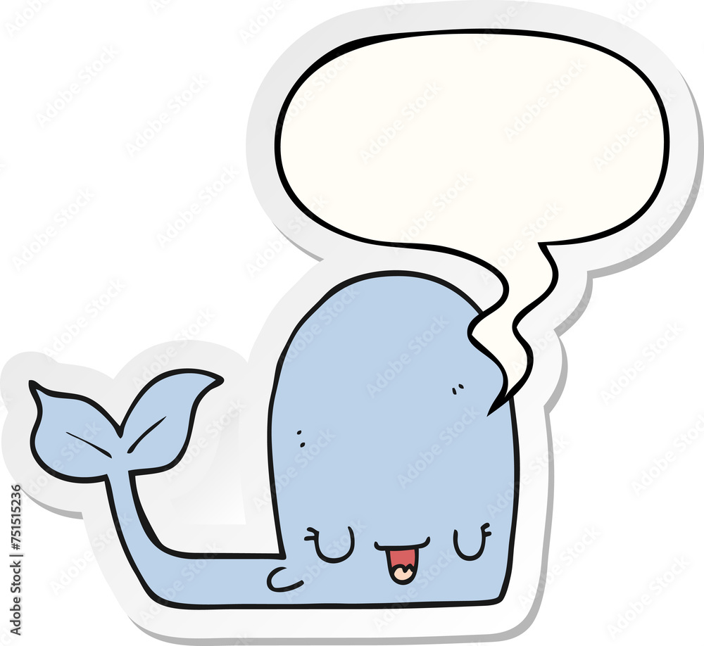 cartoon happy whale and speech bubble sticker cartoon happy whale and speech bubble sticker