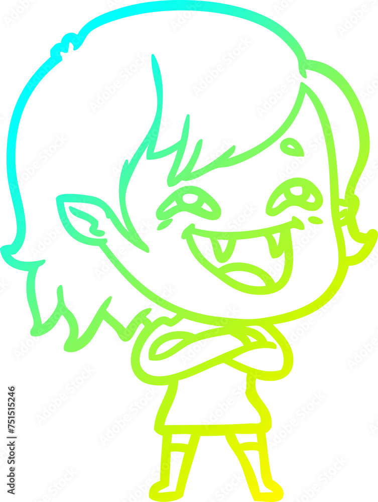 cold gradient line drawing cartoon laughing vampire girl cold gradient line drawing cartoon laughing vampire girl