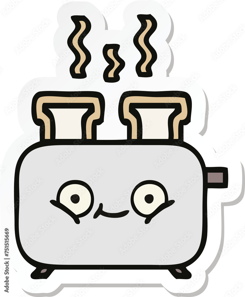 sticker of a cute cartoon of a toaster sticker of a cute cartoon of a toaster