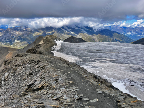 Peak Serenity: Alpine Trail and Glacier at aiguille de la grande sassière, Val d'Isere, France photo