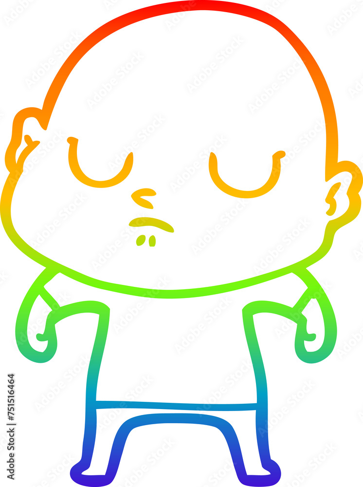 rainbow gradient line drawing cartoon bald man rainbow gradient line drawing cartoon bald man