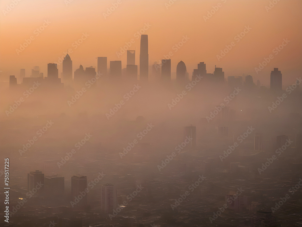 Air pollution in a city with smog smoke in atmosphere unhealthy environment Air pollution in a city with smog smoke in atmosphere unhealthy environment