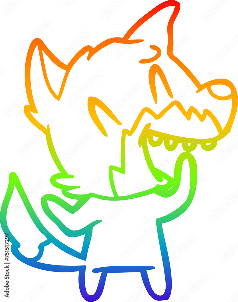 rainbow gradient line drawing laughing fox cartoon rainbow gradient line drawing laughing fox cartoon