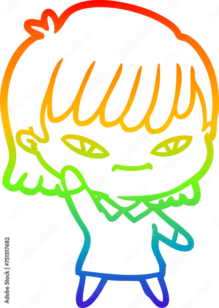 rainbow gradient line drawing cartoon woman rainbow gradient line drawing cartoon woman