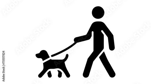 Walking man with a dog vector icon on white background
