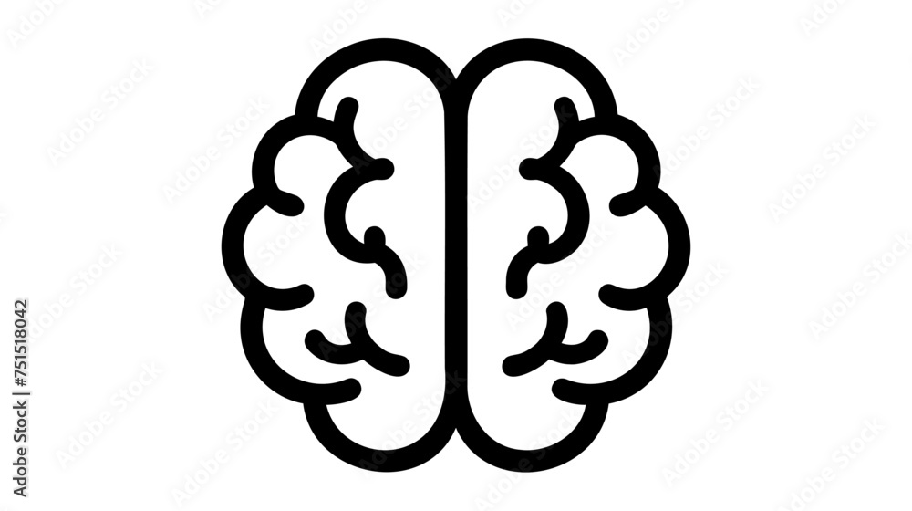 Brain, mind line art vector icon vector illustration on white background Brain, mind line art vector icon vector illustration on white background