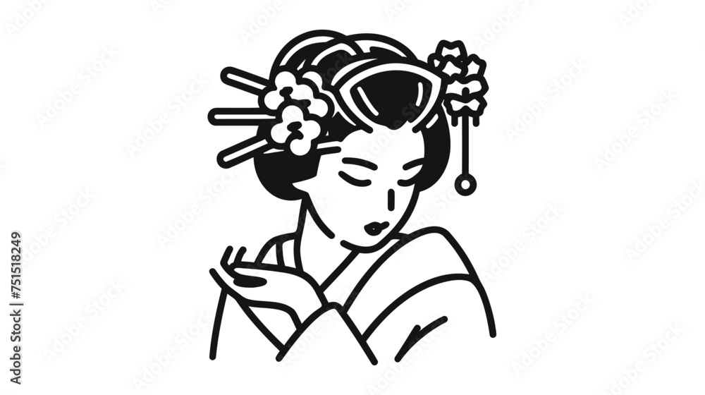 Geisha icon. asian culture. vector illustration on white background