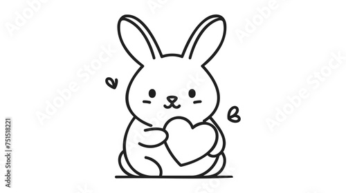 Small lovely rabbit holds love heart. vector illustration on white background © Sofia