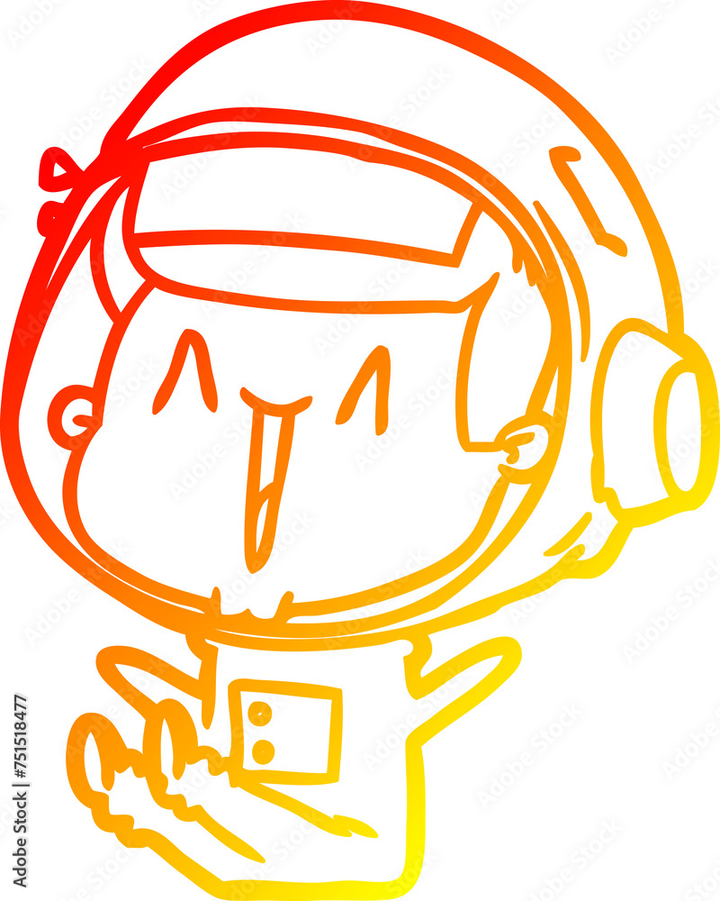 warm gradient line drawing happy cartoon astronaut sitting warm gradient line drawing happy cartoon astronaut sitting