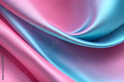 background in pastel colors  gradient shiny fabric in gentle shades  flowing into the lower right corner of the screen. Futuristic abstract 3D rendering of glowing pink blue satin.