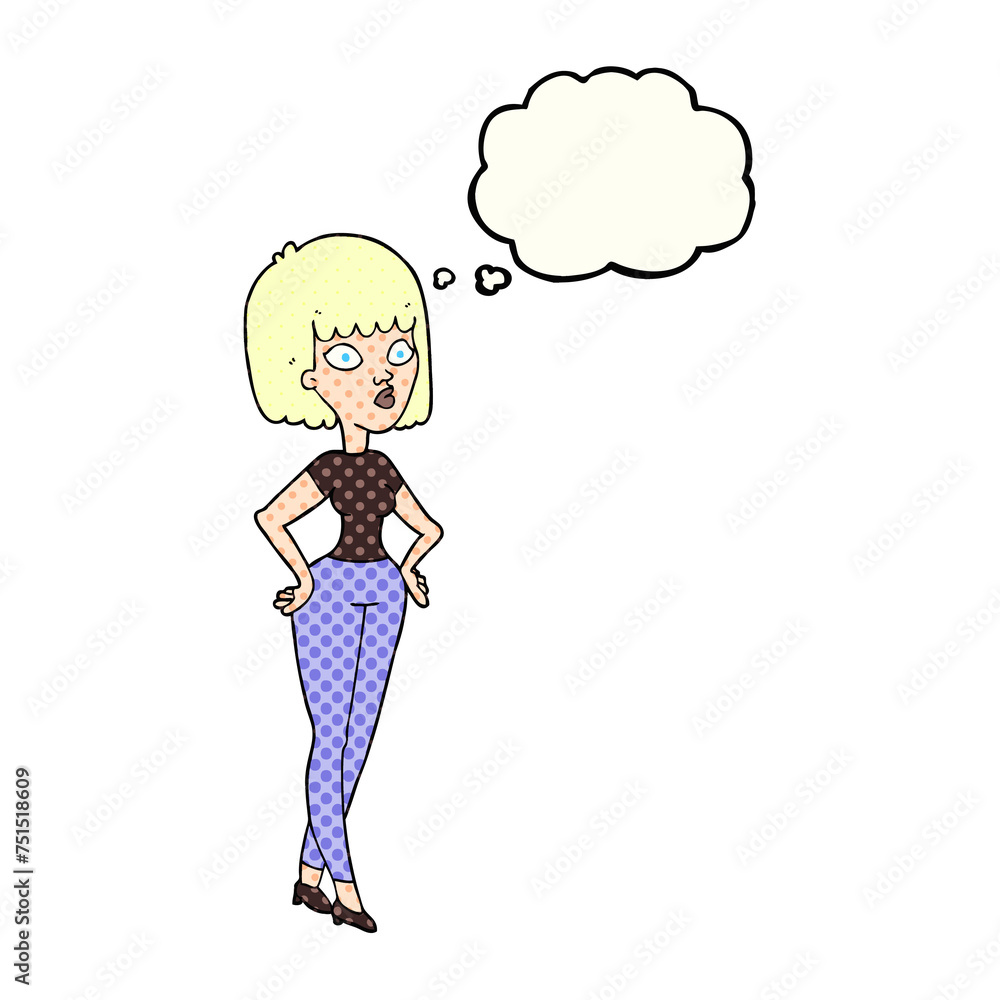 thought bubble cartoon woman with hands on hips thought bubble cartoon woman with hands on hips