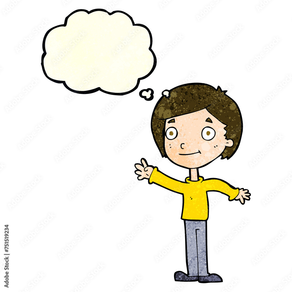 cartoon happy boy with thought bubble cartoon happy boy with thought bubble