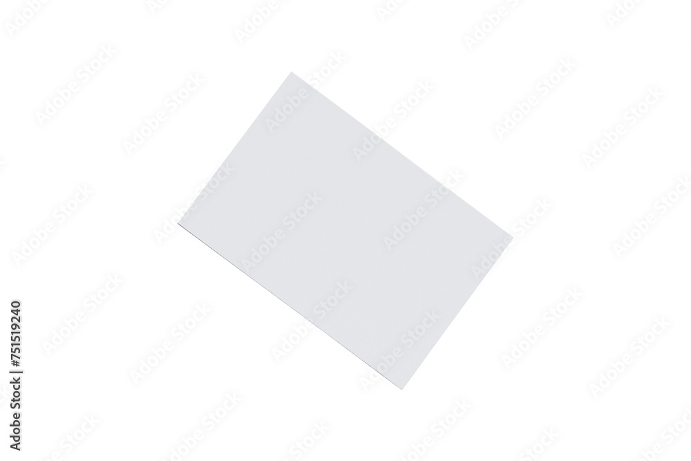 Empty blank white greeting or invitation card mockup isolated on white background. 3d rendering. Empty blank white greeting or invitation card mockup isolated on white background. 3d rendering.