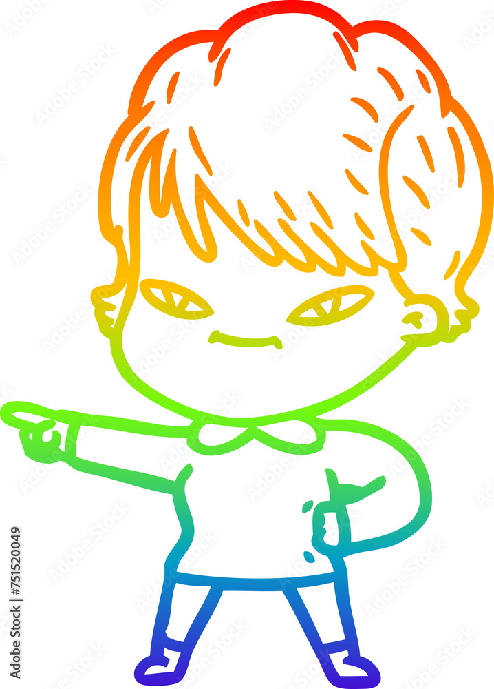 rainbow gradient line drawing cartoon happy woman rainbow gradient line drawing cartoon happy woman