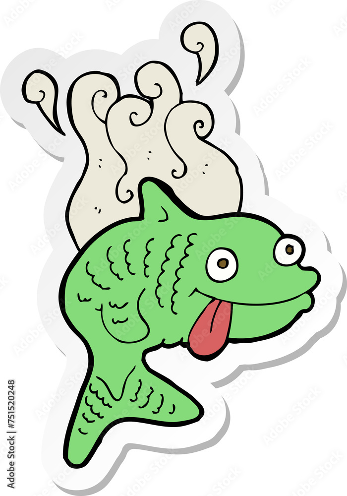 Obraz premium sticker of a cartoon smelly fish
