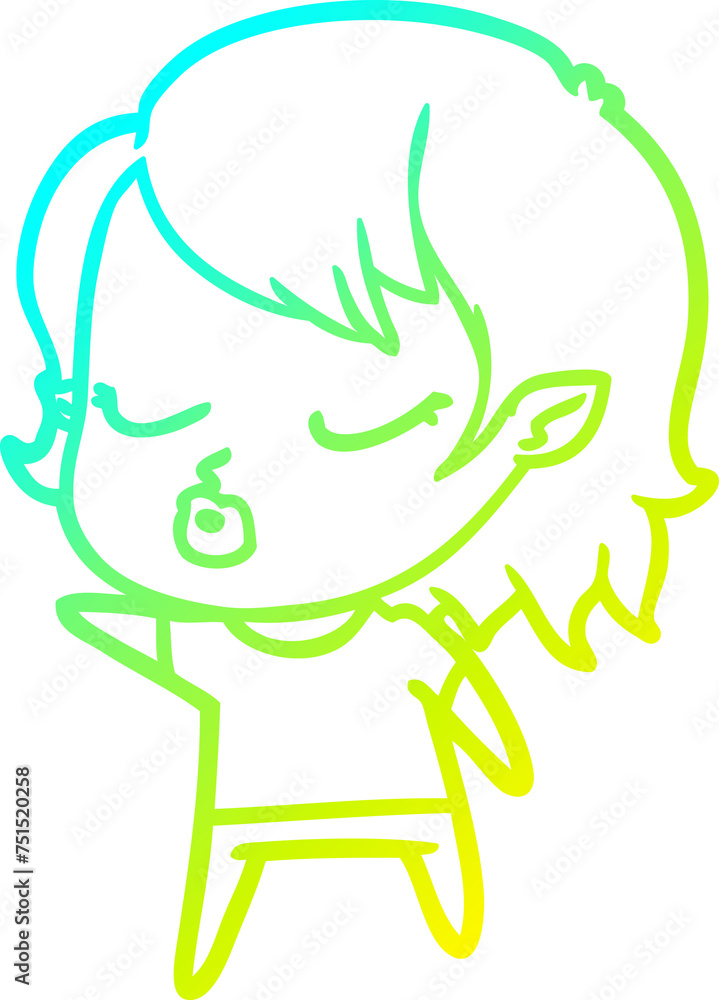 cold gradient line drawing cute cartoon vampire girl cold gradient line drawing cute cartoon vampire girl