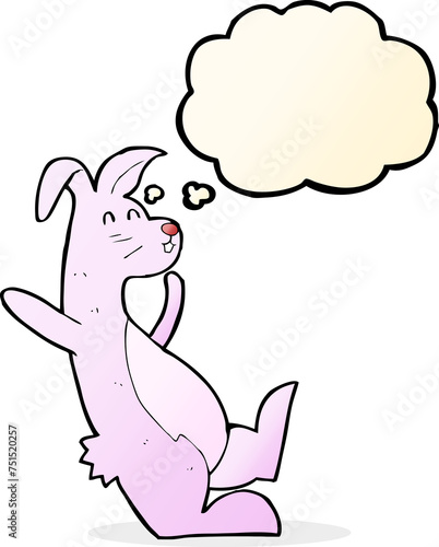 cartoon pink bunny with thought bubble