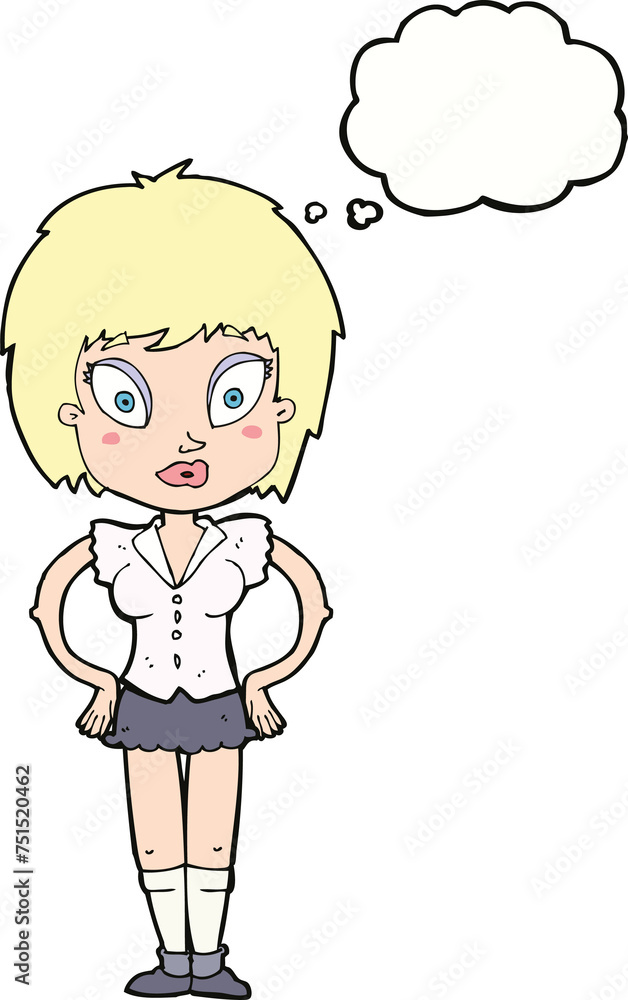 cartoon pretty girl with thought bubble cartoon pretty girl with thought bubble