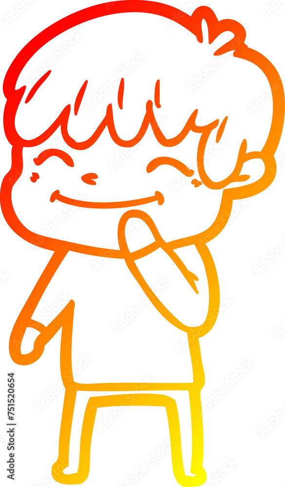 warm gradient line drawing cartoon happy boy warm gradient line drawing cartoon happy boy