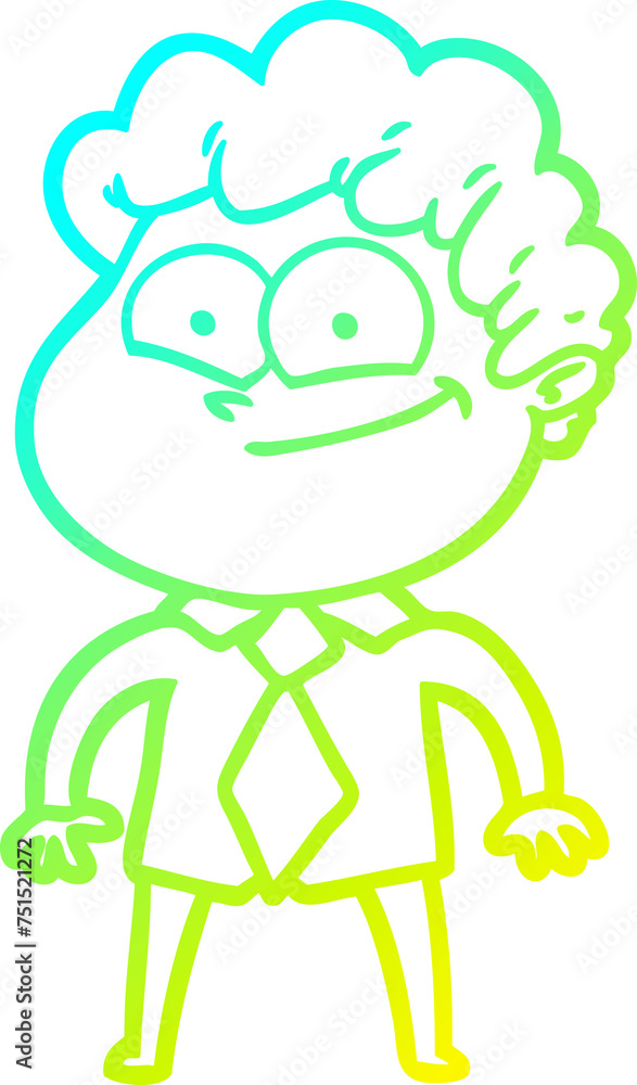 cold gradient line drawing cartoon happy man cold gradient line drawing cartoon happy man
