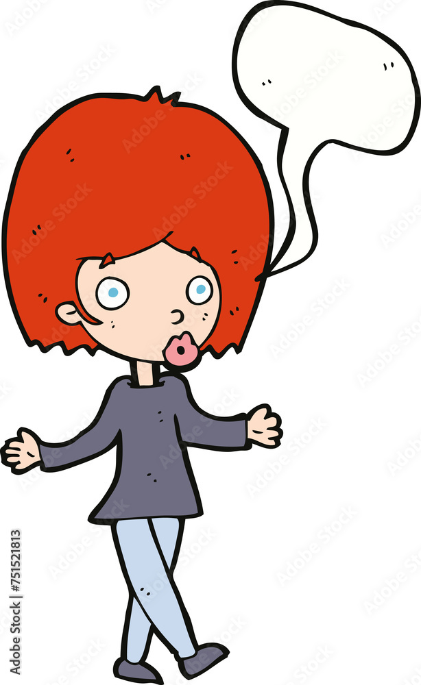 cartoon confused woman with speech bubble cartoon confused woman with speech bubble