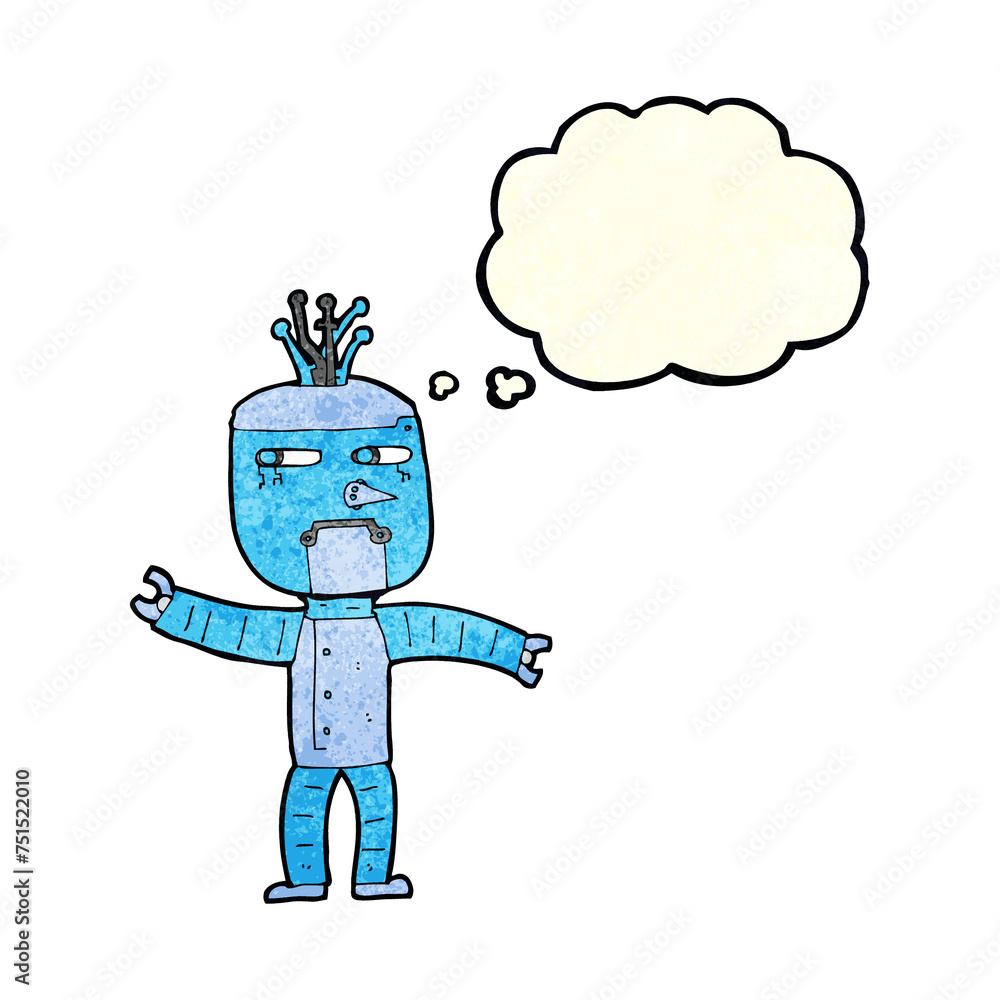 cartoon robot with thought bubble cartoon robot with thought bubble