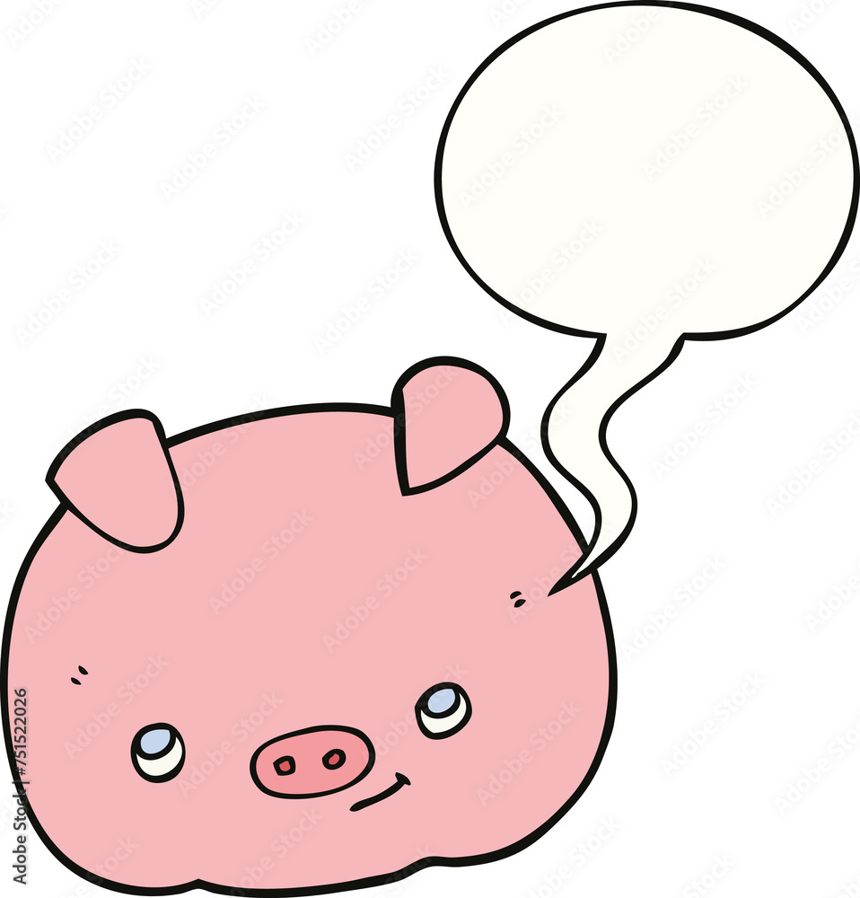 cartoon happy pig and speech bubble cartoon happy pig and speech bubble