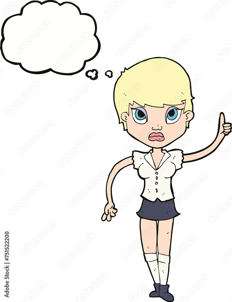 cartoon pretty woman with idea with thought bubble cartoon pretty woman with idea with thought bubble