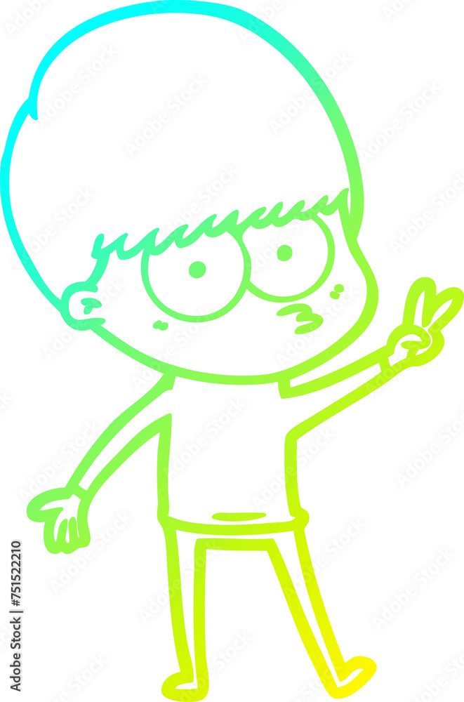 cold gradient line drawing nervous cartoon boy cold gradient line drawing nervous cartoon boy
