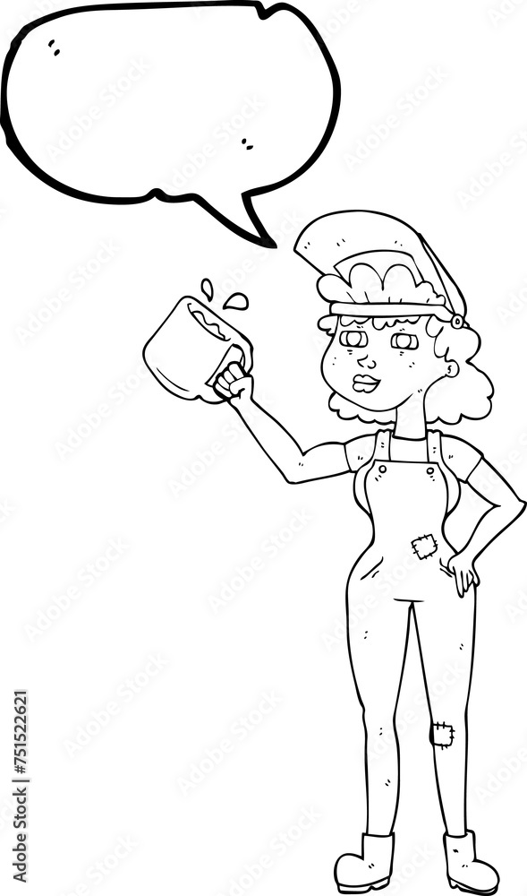 speech bubble cartoon woman in dungarees speech bubble cartoon woman in dungarees