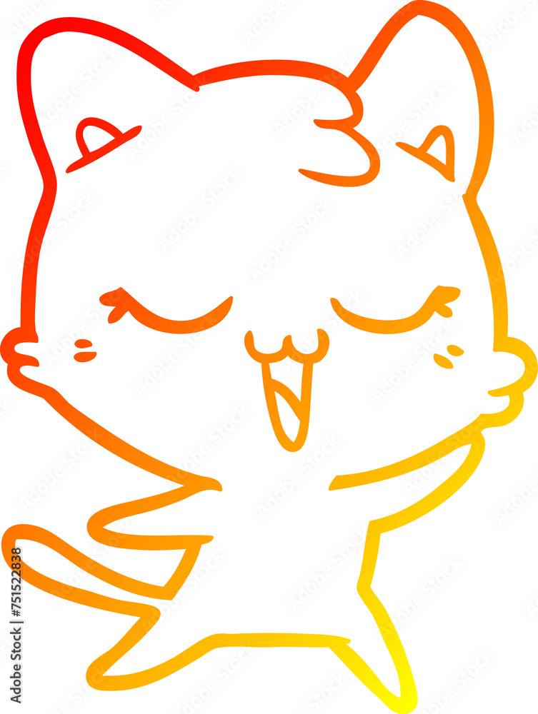 warm gradient line drawing happy cartoon cat warm gradient line drawing happy cartoon cat