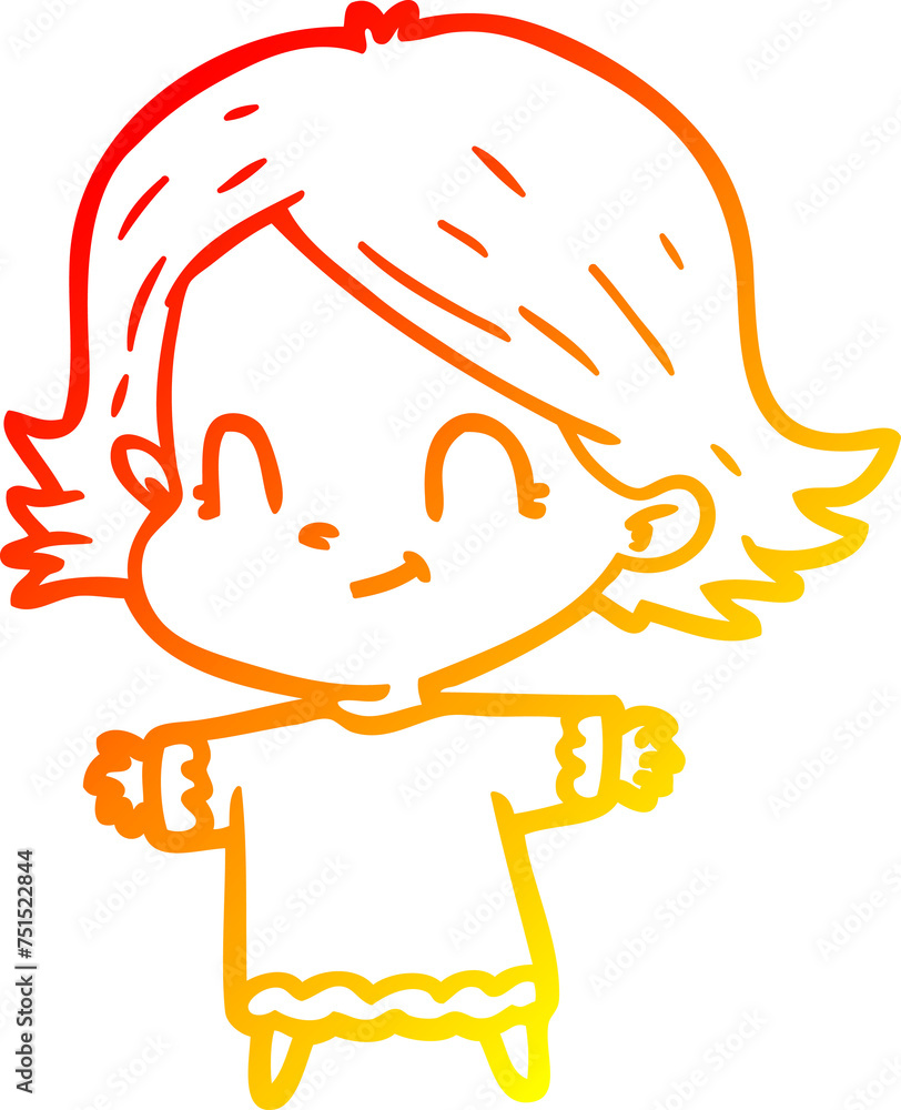warm gradient line drawing cartoon friendly girl warm gradient line drawing cartoon friendly girl