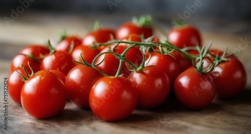  Freshly harvested cherry tomatoes with vibrant green stems