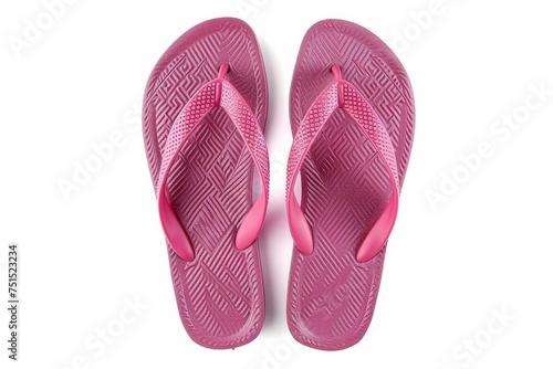 An illustration of pink flip flops on a white background. The top view is shown here.