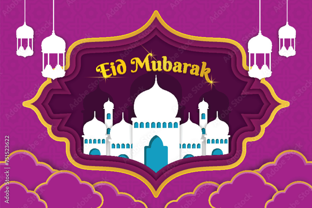Eid Mubarak background with purple color