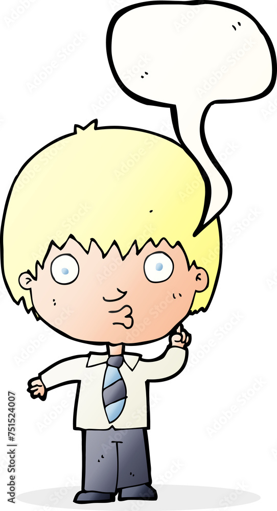 cartoon school boy answering question with speech bubble cartoon school boy answering question with speech bubble