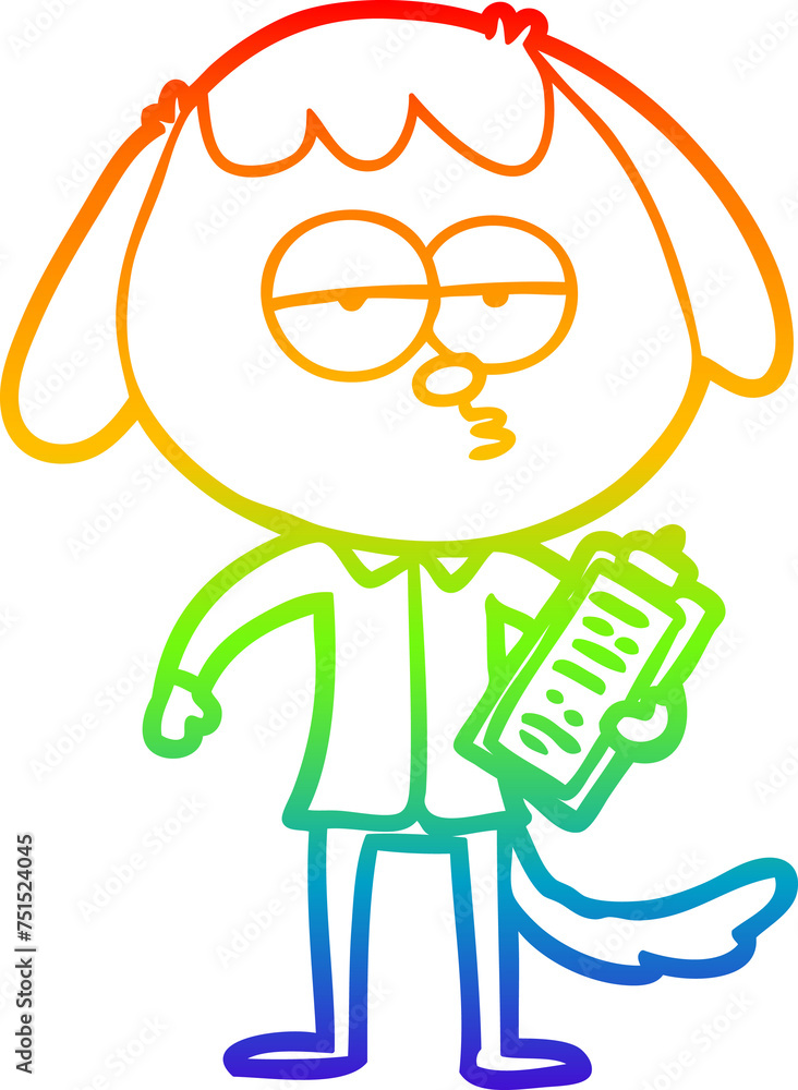 rainbow gradient line drawing cartoon bored dog in office clothes rainbow gradient line drawing cartoon bored dog in office clothes