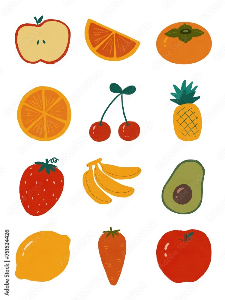 set of fruits and vegetable Illustration set of fruits and vegetable Illustration